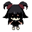 frisk de undertale com roupa preta cabelo preto,ela virada para direita,visao overhead top-down
