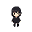 : create frisk (undertale) with dark hair that goes slightly past the shoulder and with simpler black clothes