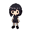 : create frisk (undertale) with dark hair that goes slightly past the shoulder and with simpler black clothes