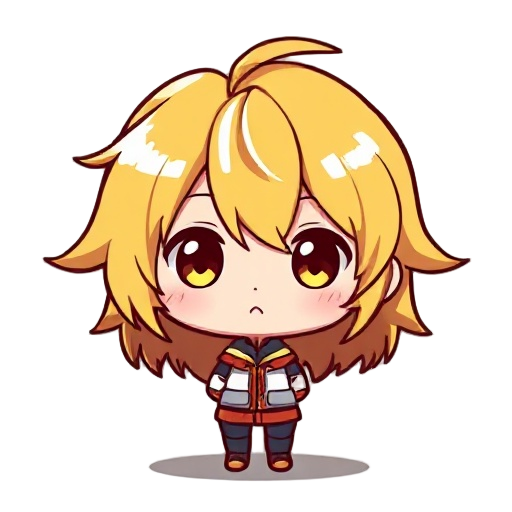 chibi anime 2d style with golden hair