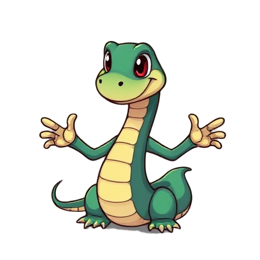  anthropomorphic snake with two small arms, each hand has three tiny fingers