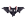 a black bat with white eyes, i want a full-body drawing. 