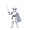 shining white knight make him a white male holding no weapons 