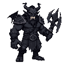 generate me a male evil orc for a game make him black make sure he is not holding any weapons and make him bulkier make his eyes red and more demonic