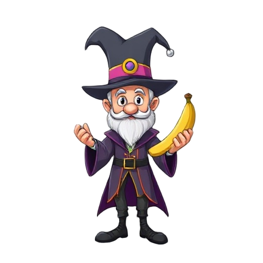 a magician holding a banana