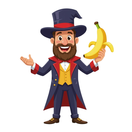 a magician holding a banana
