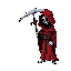 human grim reaper, scarlet red clothes