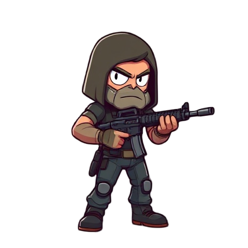 create a doom like sprite of the player character holding an ar-15