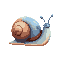 a blue snail with its brown shell
