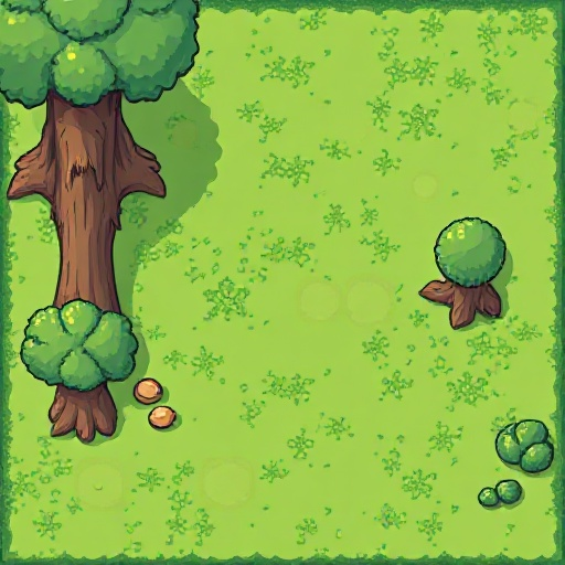 base verde média, pontos mais claros simulando luz, pontos mais escuros para profundidade, textura suave (sem ruído excessivo), bordas pensadas para encaixar perfeitamente com outros tiles, estilo gba pokémon game.