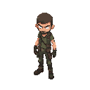 post apocalyptic character isometric 45 degrees
