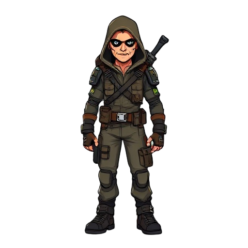 generate a sprite of a post apocalyptics rpg character