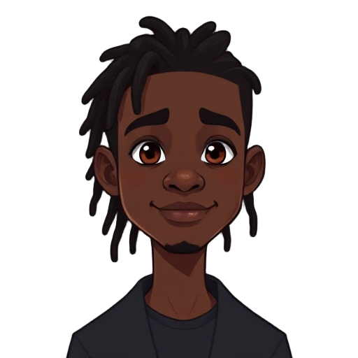 a black man around 19 years old with dreads on his hair. he has dark clothes