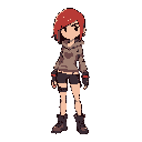 estilo dead cells, personagem jovem com cabelo roxo bagunçado, o personagem precisa ter cabelo roxo curto e é uma menina de casaco moletom, ela usa botas, faça em uma pose meio de lado, como o personagem de dead cells