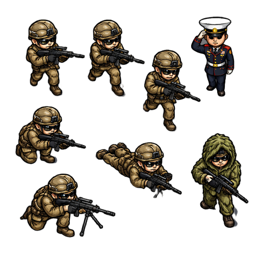 us marine in multiple stances and outfits