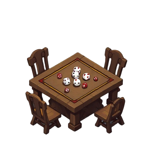 fantasy middle ages dice table for a rpg tavern