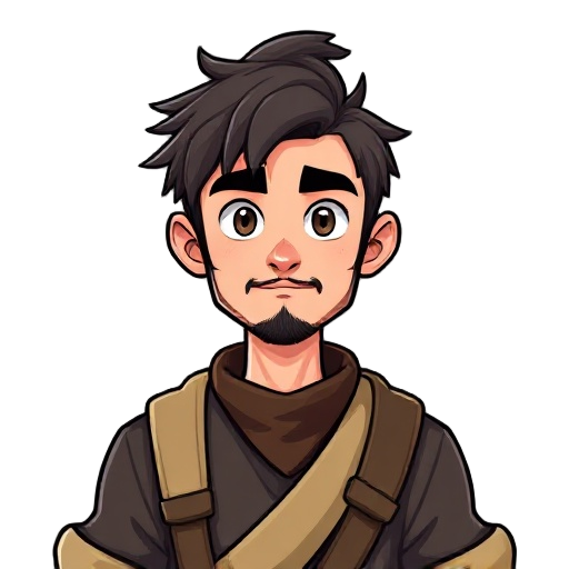 the main male character in village clothes