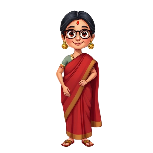 a cute indian aunty wearing a red saree