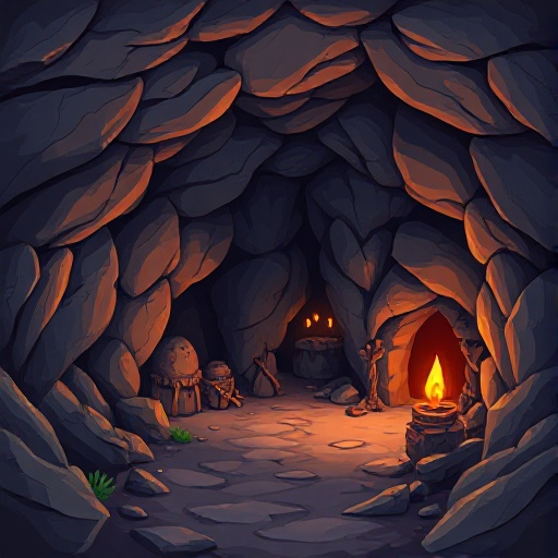cenario cavernoso com varios tons de marrom