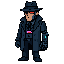 cyberpunk noir detective  fedora hat