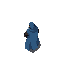 a lone blue-cloaked wanderer, high top down view, south direction , half-armored and half-enchanted, no background