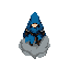 a lone blue-cloaked wanderer, half-armored and half-enchanted, no background