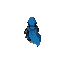 a lone blue-cloaked wanderer, half-armored and half-enchanted, no background