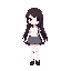 a 16bit girl with long dark brown hair and white skin
