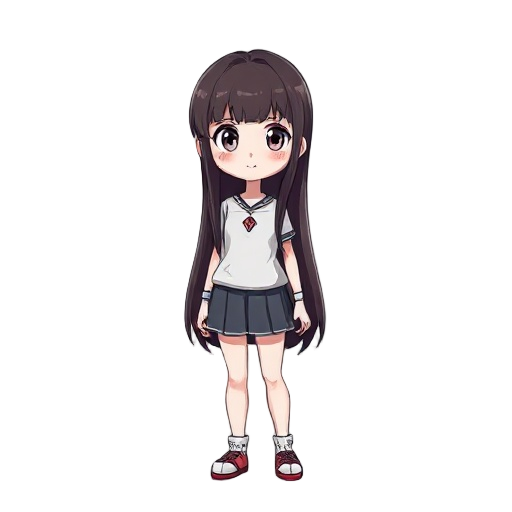 a girl with long dark brown hair and white skin