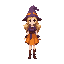 cute wizard female with orange skirt