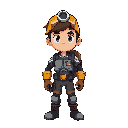 crie um personagem que seja um mecanico quero ele achatado e om uma mochila quero animaçoes de ataque com ferramentas