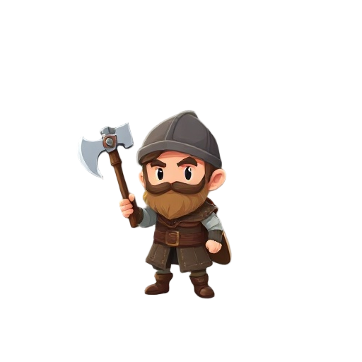 a medieval tiny villager with axe 