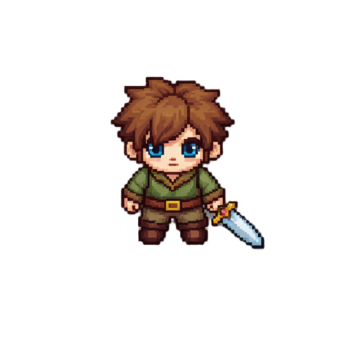 idle top down villager pixel with sword