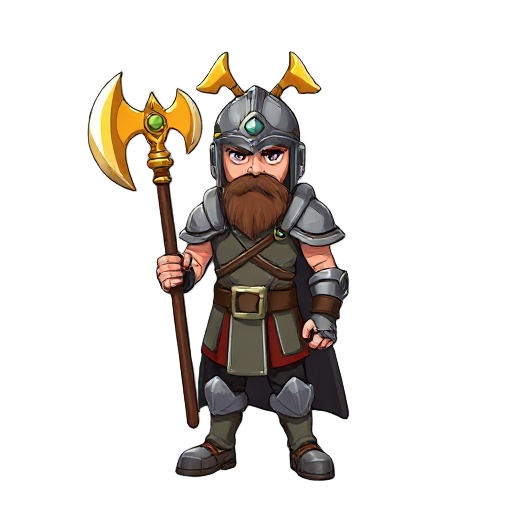 a soldier with gold axe