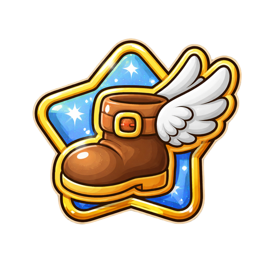 paper mario 64 badge icon style, a winged boot badge
