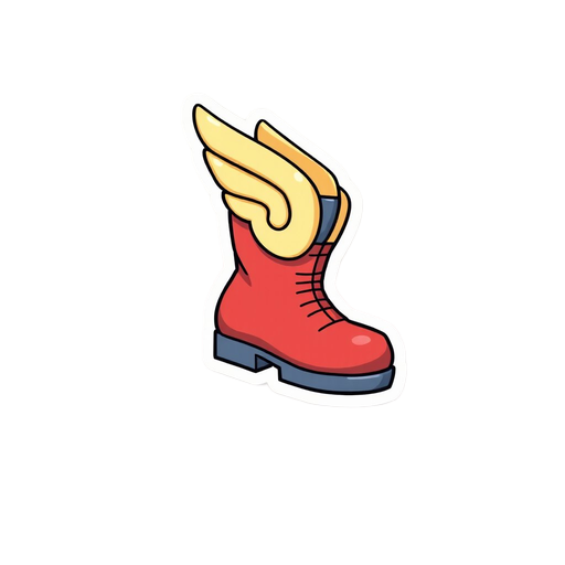 paper mario 64 badge icon style, a winged boot badge