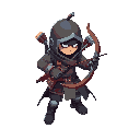futuristic retro cryberpunk style ranger using bow