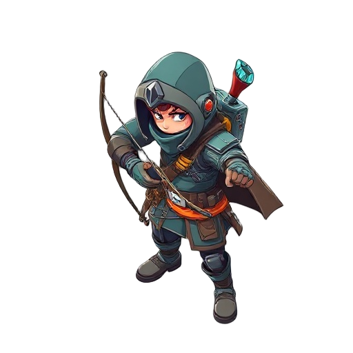 futuristic retro cryberpunk style ranger using bow
