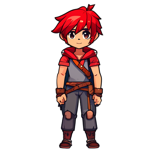 puedes hacer un personaje al estilo de rpg maker con pelo rojo
