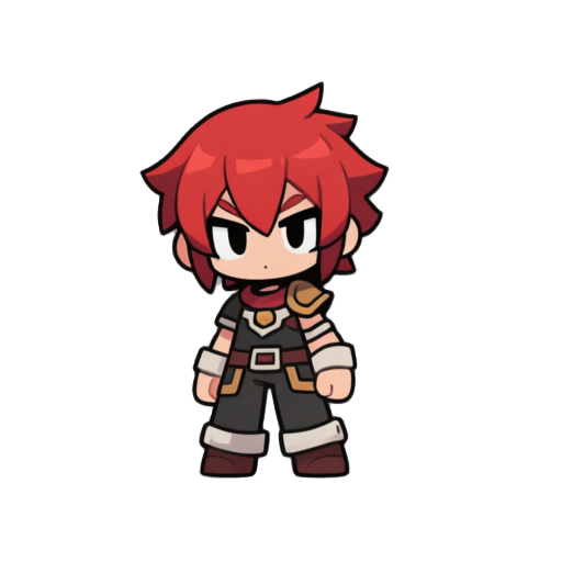 puedes hacer un personaje al estilo de rpg maker con pelo rojo
