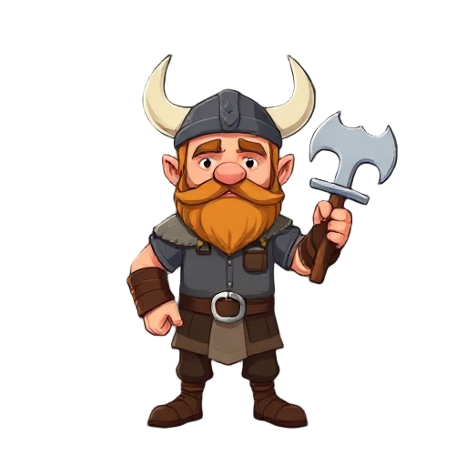 un vikingo con un hacha en la mano, si camisa, vectorial