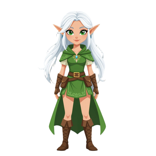 a female elf with white hair