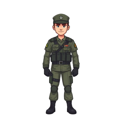 a military man, pixelate.