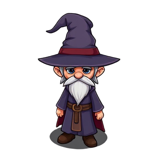 a wizard whos hat covers it's face and you can only see it's eyes.