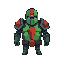 crie uma textura de armadura em pixel-art no estilo minecraft, usando exatamente o layout uv descrito abaixo (não mude o formato, posição ou proporções dos retângulos — apenas pinte por cima):  cores do guia uv (layer 1 — cabeça, peitoral e braços): • ver