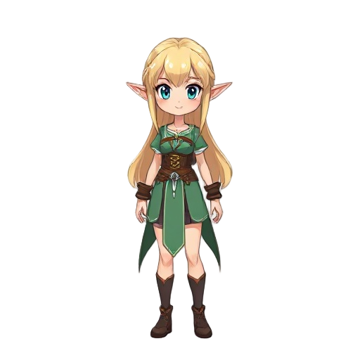 woman elf blonder anime style