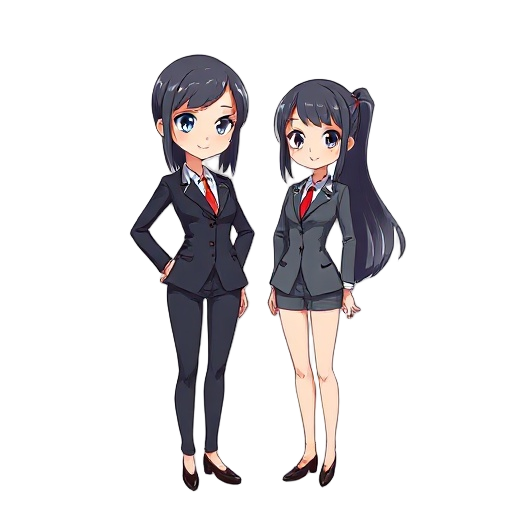 1 woman, suit, anime style