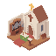 create a church based on classical protestant churches, for top down perspective. create also de inner place showing organ , cross, altar and a place for the pastor preaching the bible.
