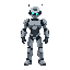 create a strong, sideways humanoid robot without a front arm.