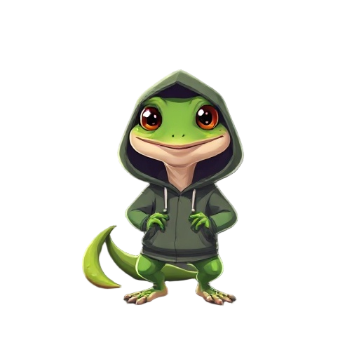 gecko wearing hoodie